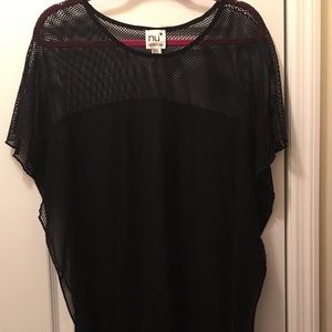 Black netted asymmetrical top